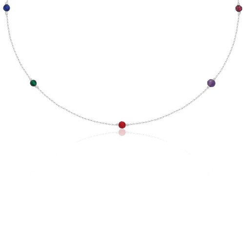 Naszyjnik choker ze srebra naturalne kamienie kolorowe