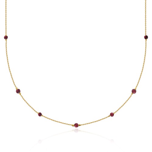 Naszyjnik ze srebra pozłacany kamienie granat naturalny fasetowany