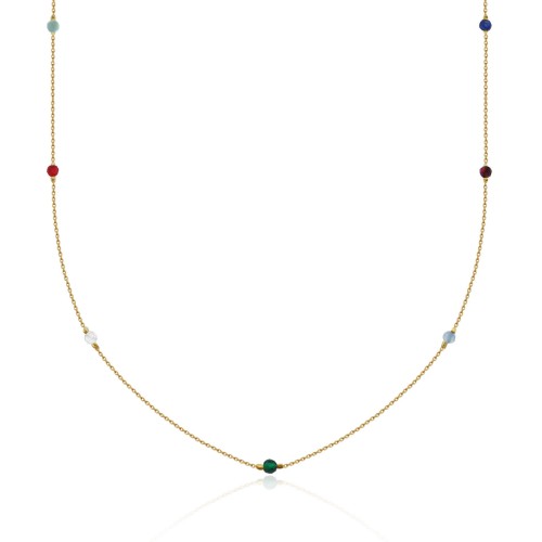 Naszyjnik ze srebra pozłacany kamienie naturalne kolorowe