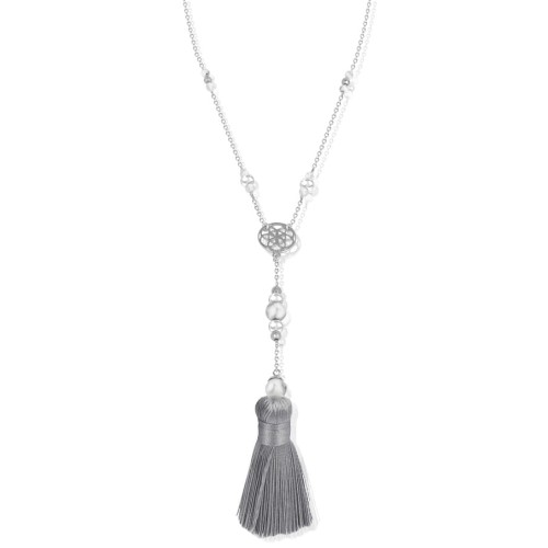 Naszyjnik ze srebra chwost hematyt howlit biały