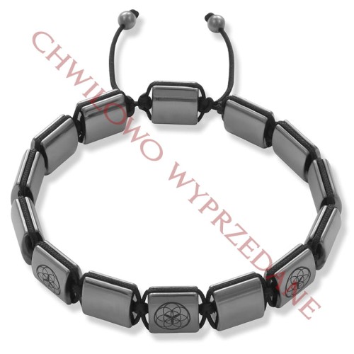 Bransoletka z kamieni hematyt złoty duże kwadraty