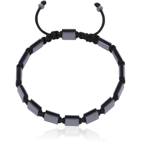 Bransoletka shamballa grafitowy hematyt naturalny czarny sznurek