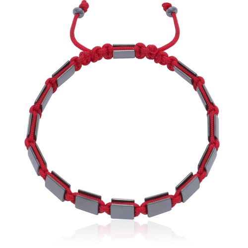 Bransoletka shamballa grafitowy hematyt naturalny sznurek czerwony