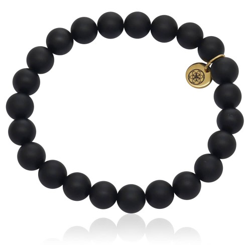 Bransoletka z kamieni classic onyks matowy czarny naturalny 8mm