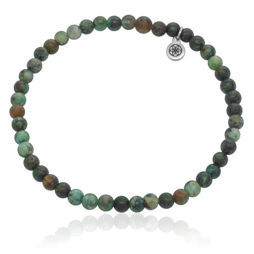 Bransoletka z kamieni classic turkus afrykański naturalny stalowe logo