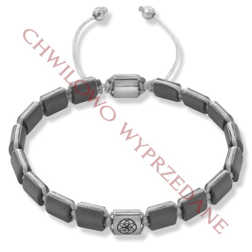 Bransoletka z kamieni hematyt szary kwadraty