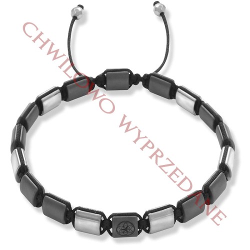 Bransoletka z kamieni hematyt szaro srebrny kwadraty