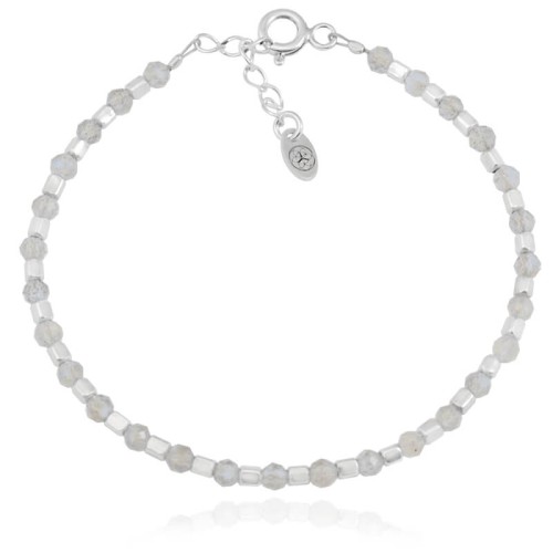 Bransoletka z kamieni mini labradoryt kostka srebro