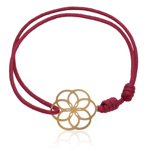 Bransoletka ze sznurka czarna zielona bordowa kwiat życia stal szlachetna