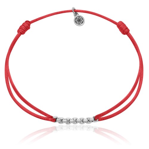 Bransoletka ze sznurka czarna łańcuch box srebrny stal szlachetna