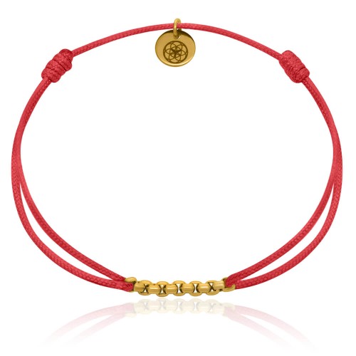 Bransoletka ze sznurka zielona łańcuch stal szlachetna złota