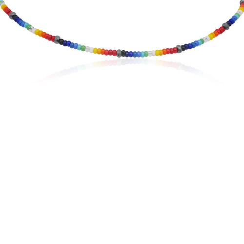 Naszyjnik z koralików szklanych kolorowy gradient kamień hematyt naturalny