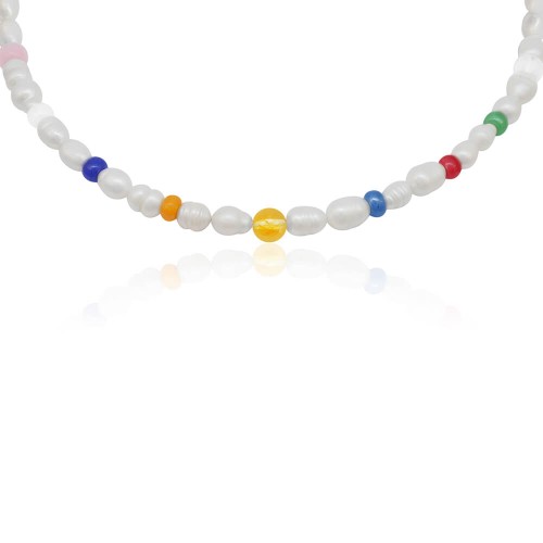 Naszyjnik z pereł kamienie cytryn kwarc kryształ górski koraliki