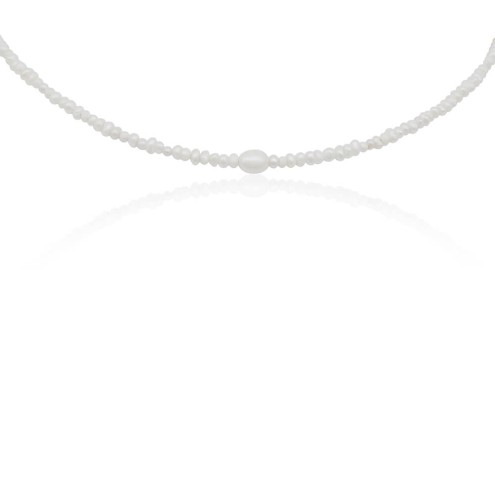 Naszyjnik z perełek naturalnych małych nieregularnych stal szlachetna