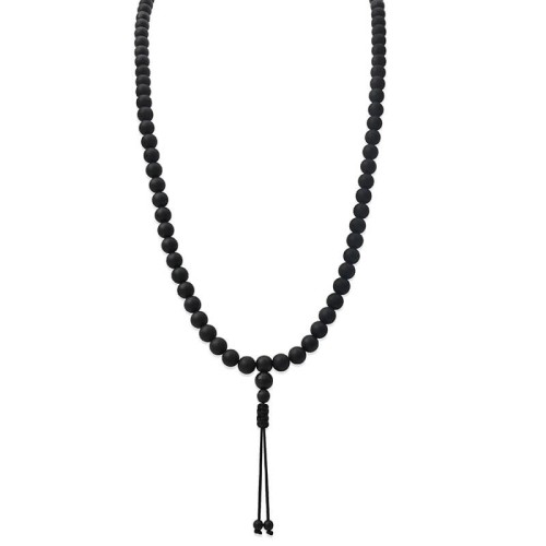 Naszyjnik buddyjski z kamieni czarny onyks matowy