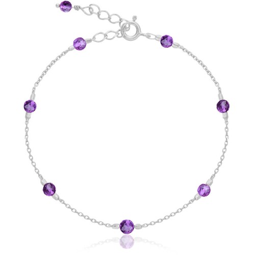 Bransoletka ze srebra damska kamienie ametyst fioletowy naturalny