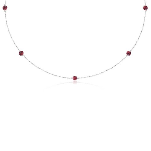 Naszyjnik choker damski ze srebra naturalne kamienie granat