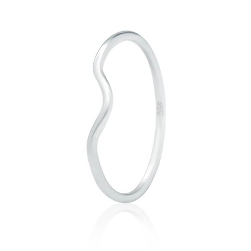 Pierścionek damski ze srebra wygięty fala delikatny minimalistyczny