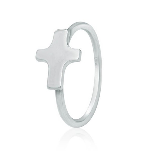 Pierścionek damski ze srebra krzyż