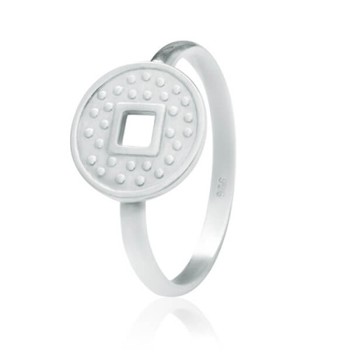 Pierścionek dla kobiety ze srebra moneta chińska na szczęście