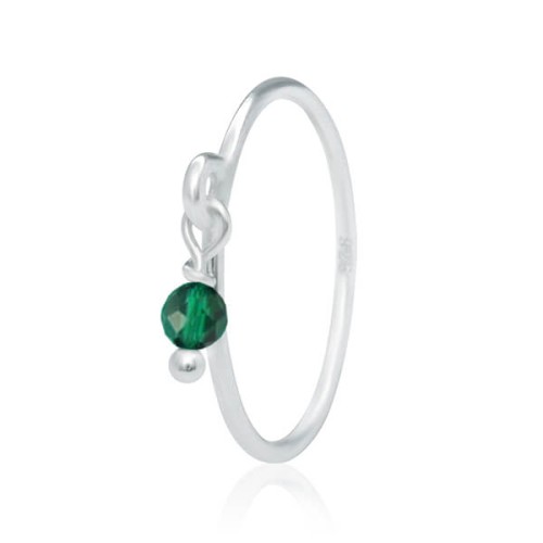 Pierścionek damski ze srebra zawieszka z kamieniem jadeit zielony