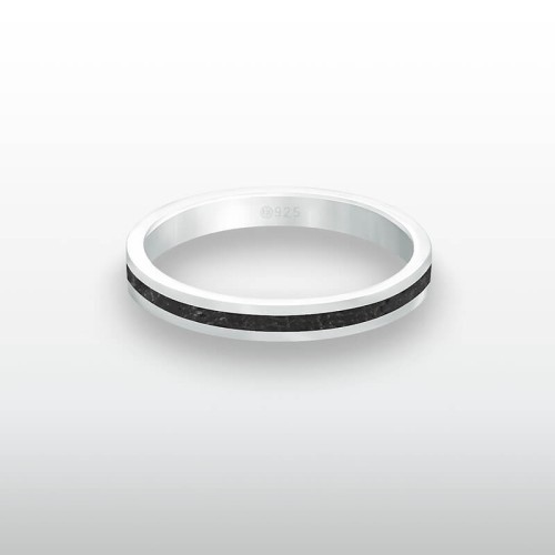 Pierścionek INLAY slim inkrustowany kamień czarny onyks naturalny srebro unisex