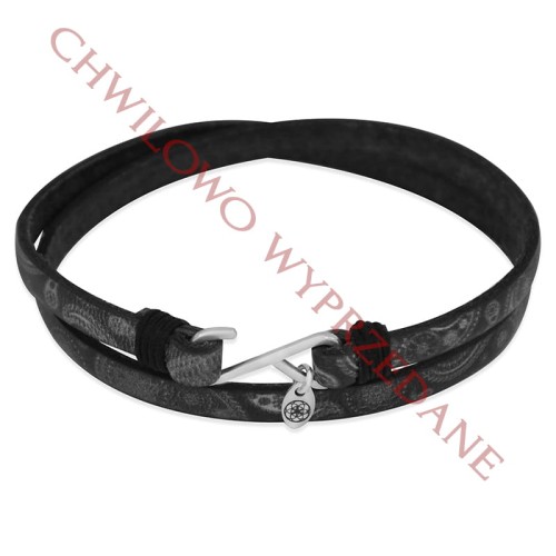 Bransoletka skórzana podwójna etno zapięcie srebro