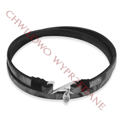 Bransoletka skórzana podwójna pomarańczowa hippie zapięcie srebro