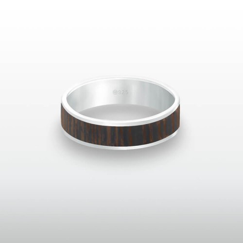 Pierścionek INLAY large inkrustowany drewno loma multicolor srebro