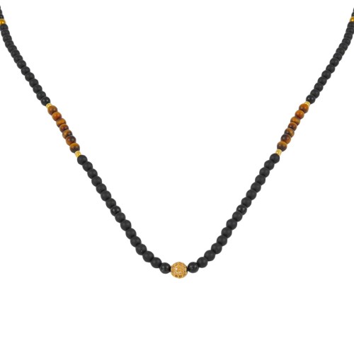 Naszyjnik z kamieni onyks tygrysie oko kulka z kryształami