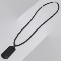 Naszyjnik dog tag z kamieni onyks czarny stal szlachetna