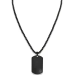 Naszyjnik dog tag z kamieni onyks czarny stal szlachetna