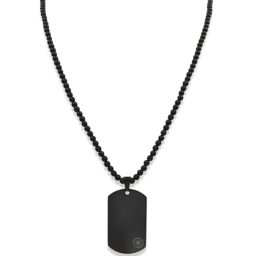 Naszyjnik dog tag z kamieni onyks czarny stal szlachetna