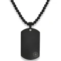 Naszyjnik dog tag z kamieni onyks czarny stal szlachetna