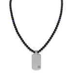 Naszyjnik dog tag z kamieni onyks stal szlachetna tygrysie oko