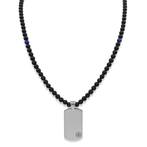 Naszyjnik dog tag z kamieni onyks stal szlachetna tygrysie oko