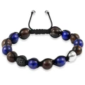 Bransoletka shamballa kamienie lapis lazuli bronzyt srebro kryształy