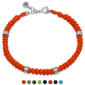 Bransoletka makrama ze sznurka przekładki stal logo pomarańczowa gł francow jewelry