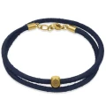 Bransoletka skórzana granatowy rzemień stal szlachetna złota kostka logo francow jewelry