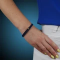 Bransoletka skórzana granatowy rzemień stal szlachetna złota kostka logo francow jewelry damska