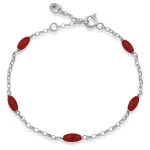 Bransoletka ze srebra kamienie koral czerwony logo