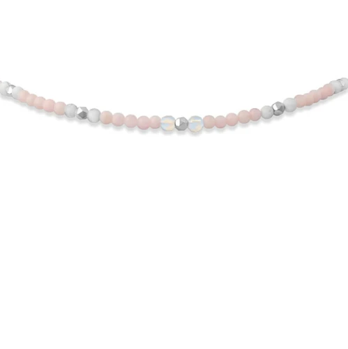 Naszyjnik choker z kamieni różowy jadeit hematyt howlit