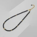 Naszyjnik choker z kamieni czarny matowy onyks hematyt złoty kulka z kryształkami