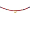 Naszyjnik choker z kamieni czerwony koral lapis lazuli serce srebro pozłacane