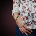 Bransoletka z kamieni hematyt cięty złoty masa perłowa