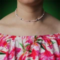 Naszyjnik choker z kamieni różowy jadeit hematyt howlit