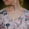 Naszyjnik choker perły naturalne srebro pozłacane
