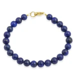 Bransoletka z kamieni lapis lazuli classic stal szlachetna złota