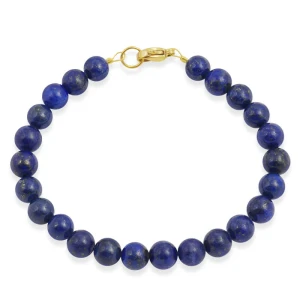 Bransoletka z kamieni lapis lazuli classic stal szlachetna złota