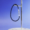 Bransoletka z kamieni mini spinel czarny srebro hematyt fasetowany